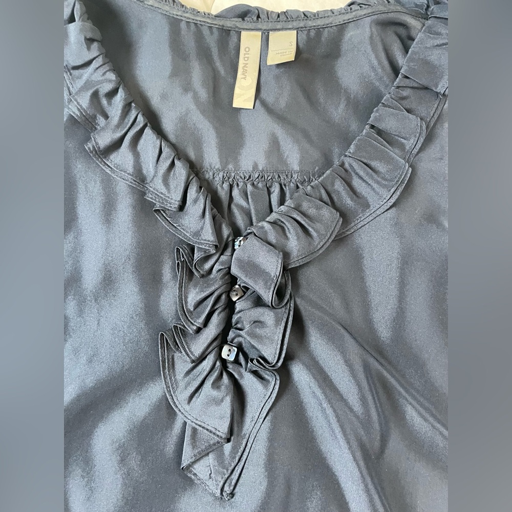 Old Navy Navy Blue Ruffle Blouse - Picture 2 of 6